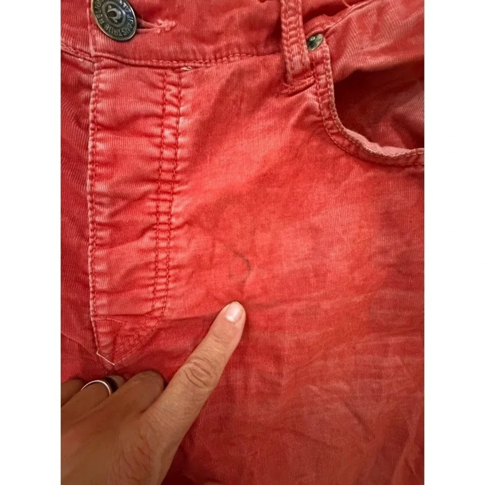 True Religion Mens Red Washed Corduroy‎ Straight Leg Casual Pants Size 36x32.